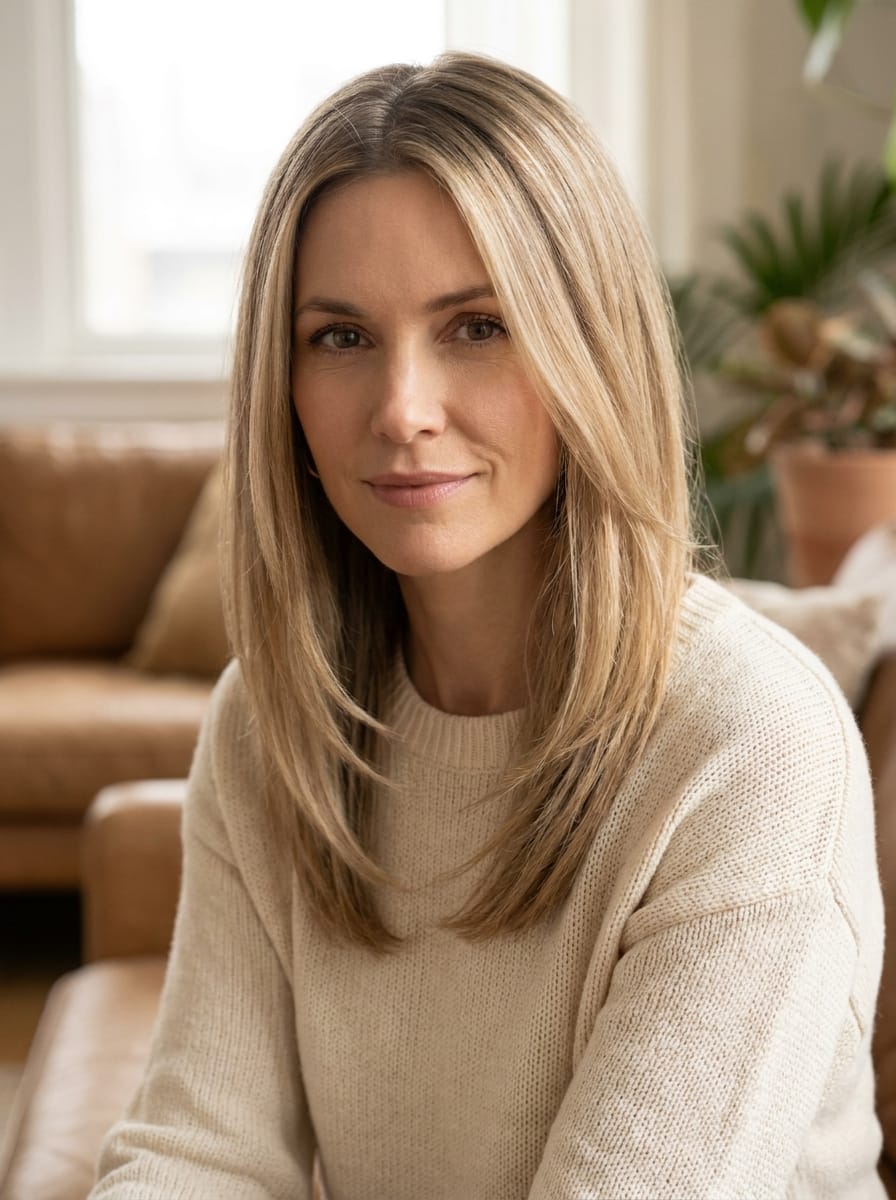Blonde Soft Layers - Stufenschnitt für glatte Haare
